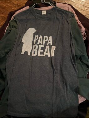 Papa Bear Graphic Tee - Dark Charcoal with White Print